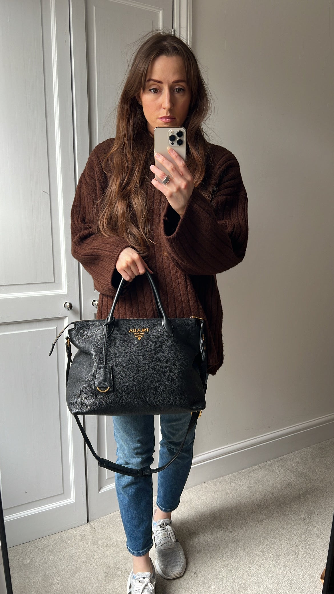 Prada Black Vitello Daino Shoulder Bag