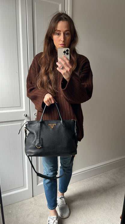 Prada Black Vitello Daino Shoulder Bag