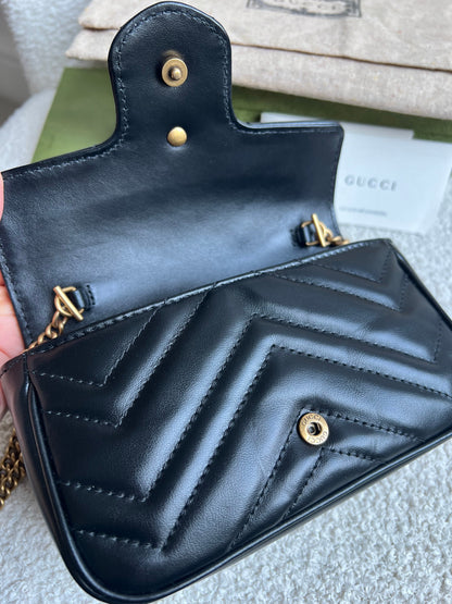Gucci GG Black Marmont Super Mini Shoulder Bag (RRP £985)