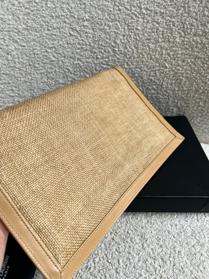 Yves Saint Laurent (YSL) Raffia Uptown Pouch Clutch (RRP £535)