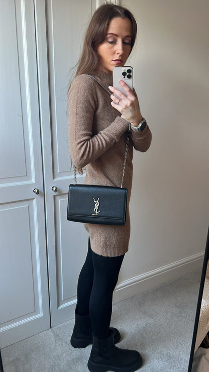 Yves Saint Laurent (YSL) Black Medium Kate with Silver Hardware (RRP £1730)