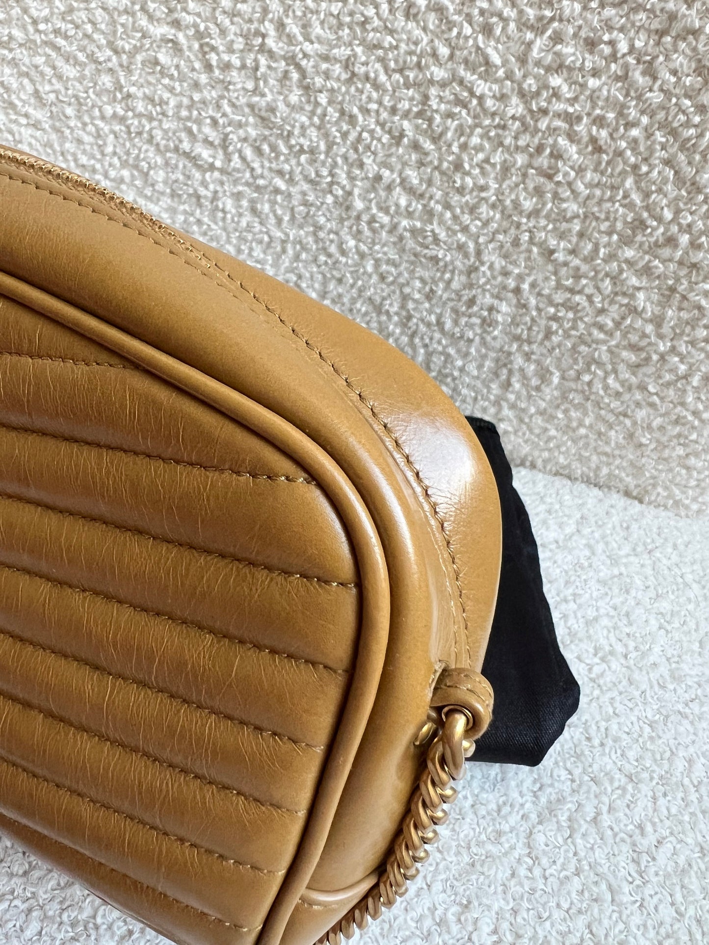 Yves Saint Laurent (YSL) Toffee Beige Mini Lou Camera Bag (RRP £1285)