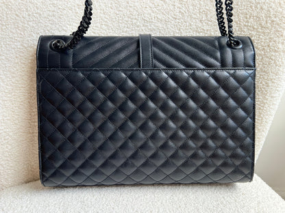 Yves Saint Laurent (YSL) Large Black on Black Envelope Bag (RRP £2,400)