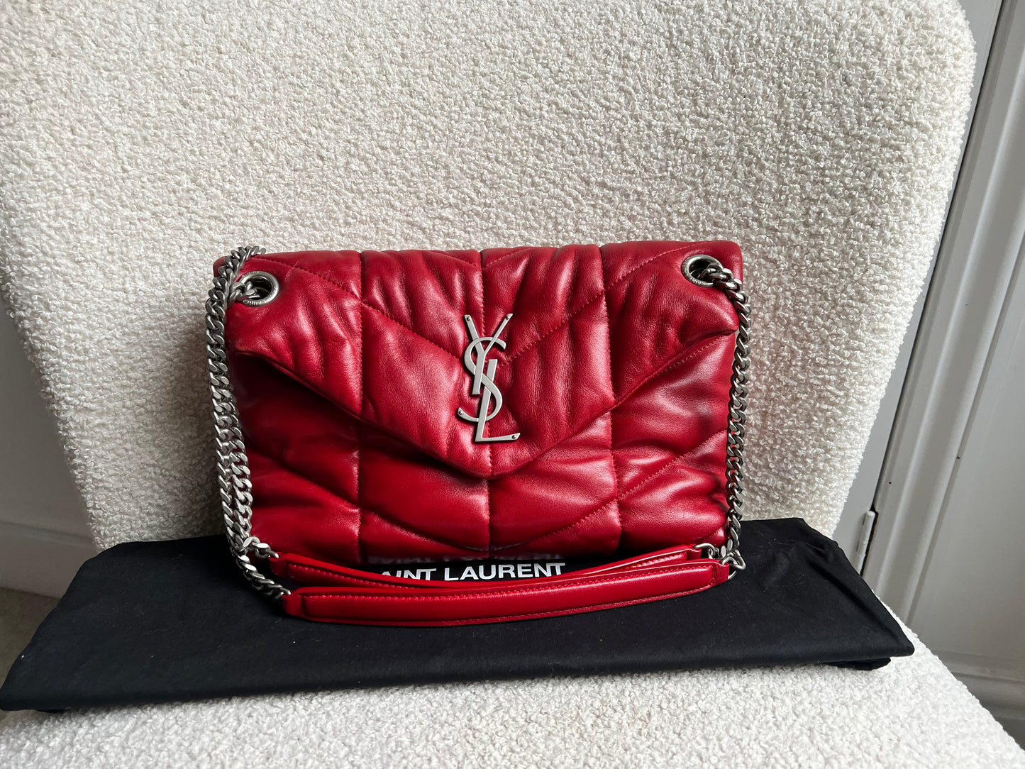 Yves Saint Laurent (YSL) Small Puffer in Red Quilted Lambskin (RRP £2,415)