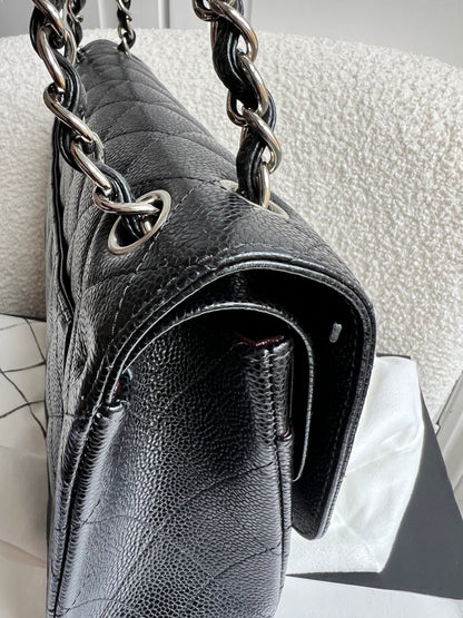 Chanel Jumbo Double Flap in Black Caviar with silver hardware