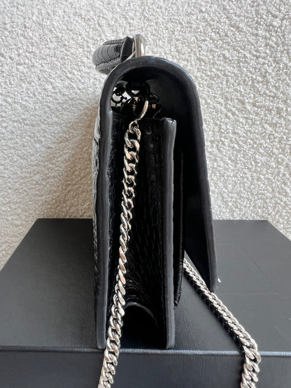 Yves Saint Laurent (YSL) Black Croc Mini Sunset Top Handle (RRP £1,445)