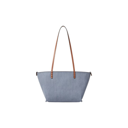 Small Roll Blue Denim-Effect Ff Jacquard Reversible Shopper