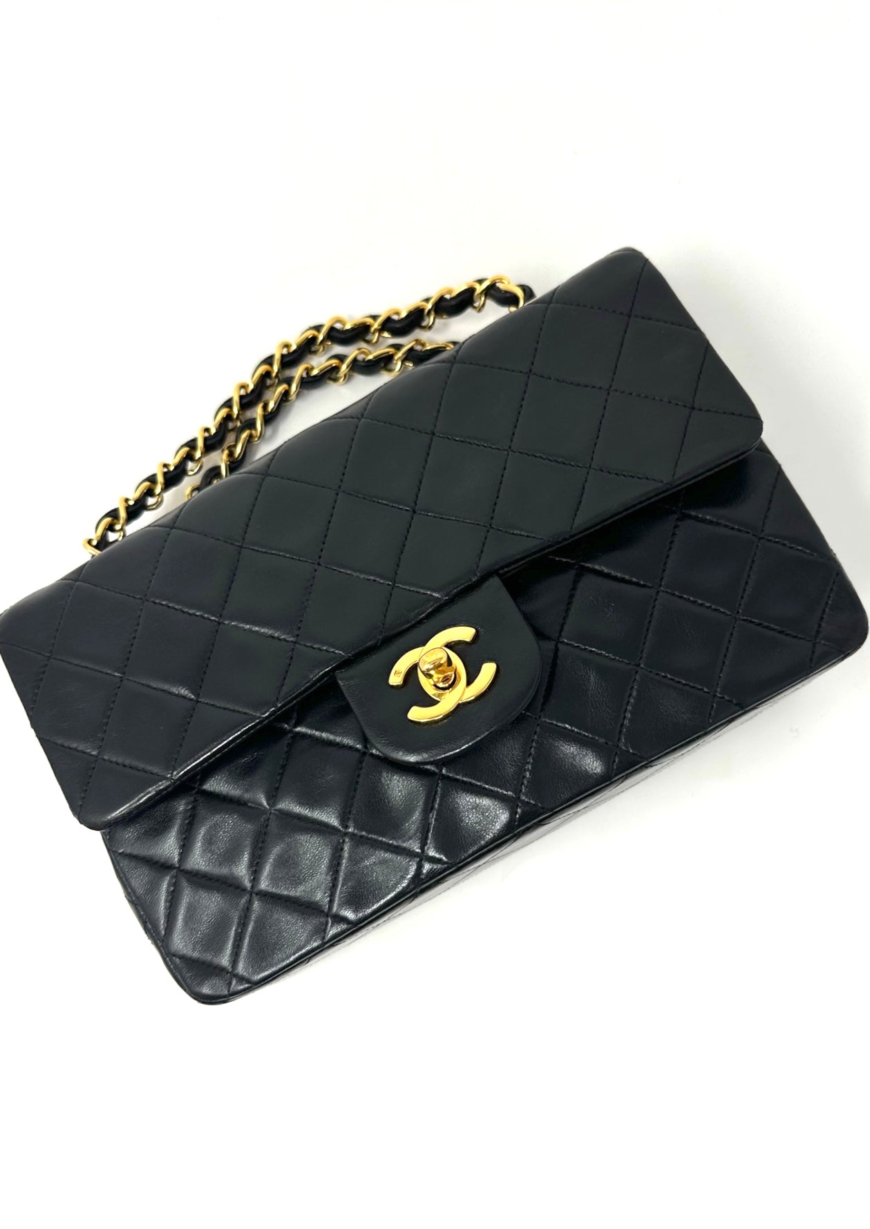 Classic Small Double Flap Black Lambskin