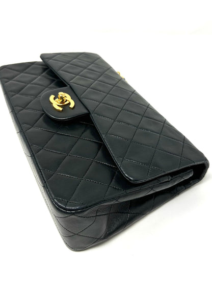 Classic Medium Double Flap Black Lambskin