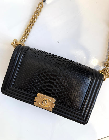 Medium Boy Bag Python Noir