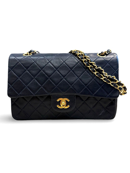 Classic Double Flap Medium Navy Lambskin 24K Gold Hardware