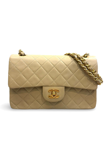 Classic Double Flap Small in Beige Lambskin 24K Gold Hardware