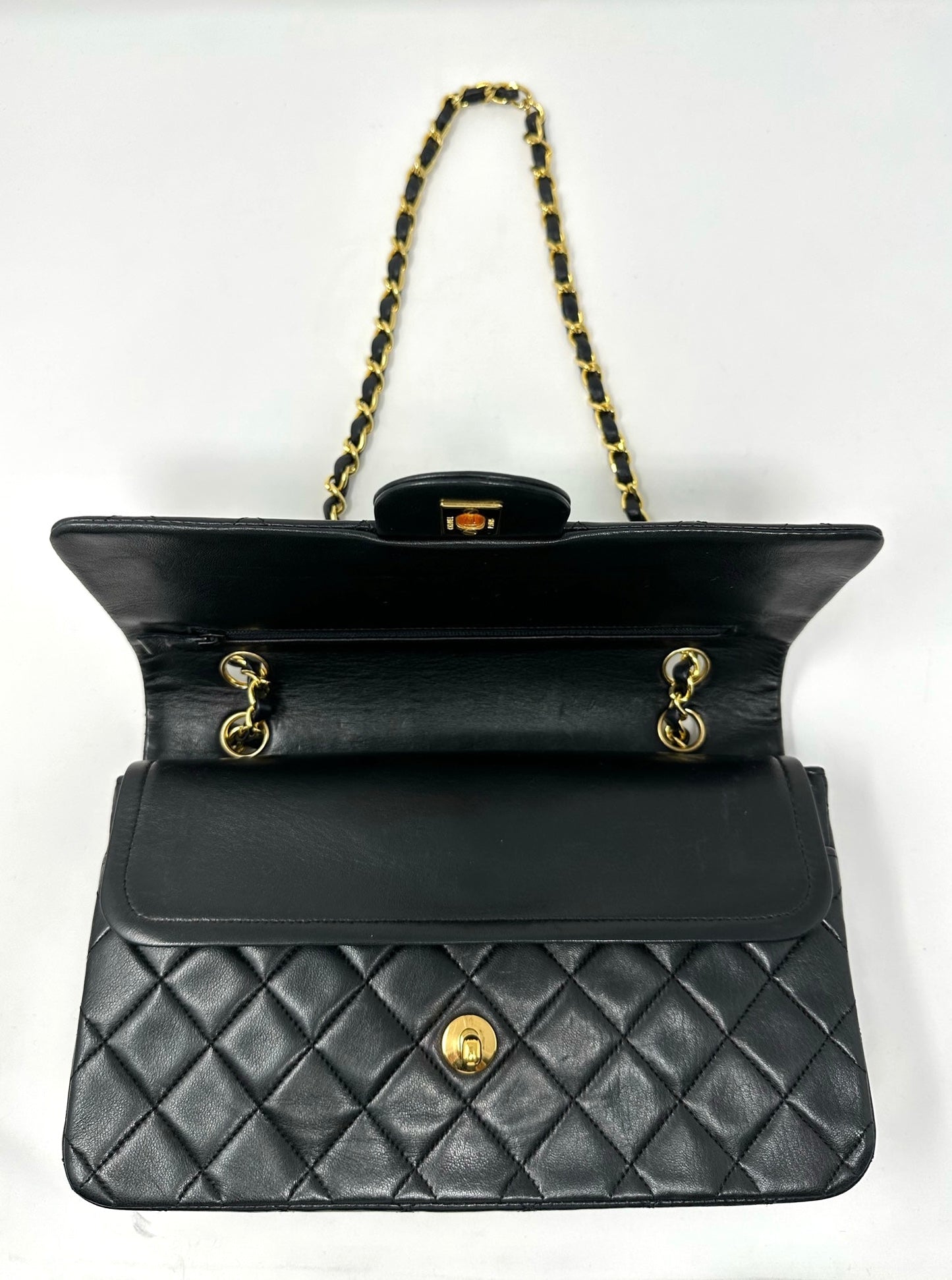Classic Medium Double Flap Black Lambskin
