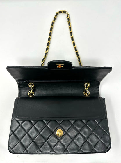 Classic Medium Double Flap Black Lambskin