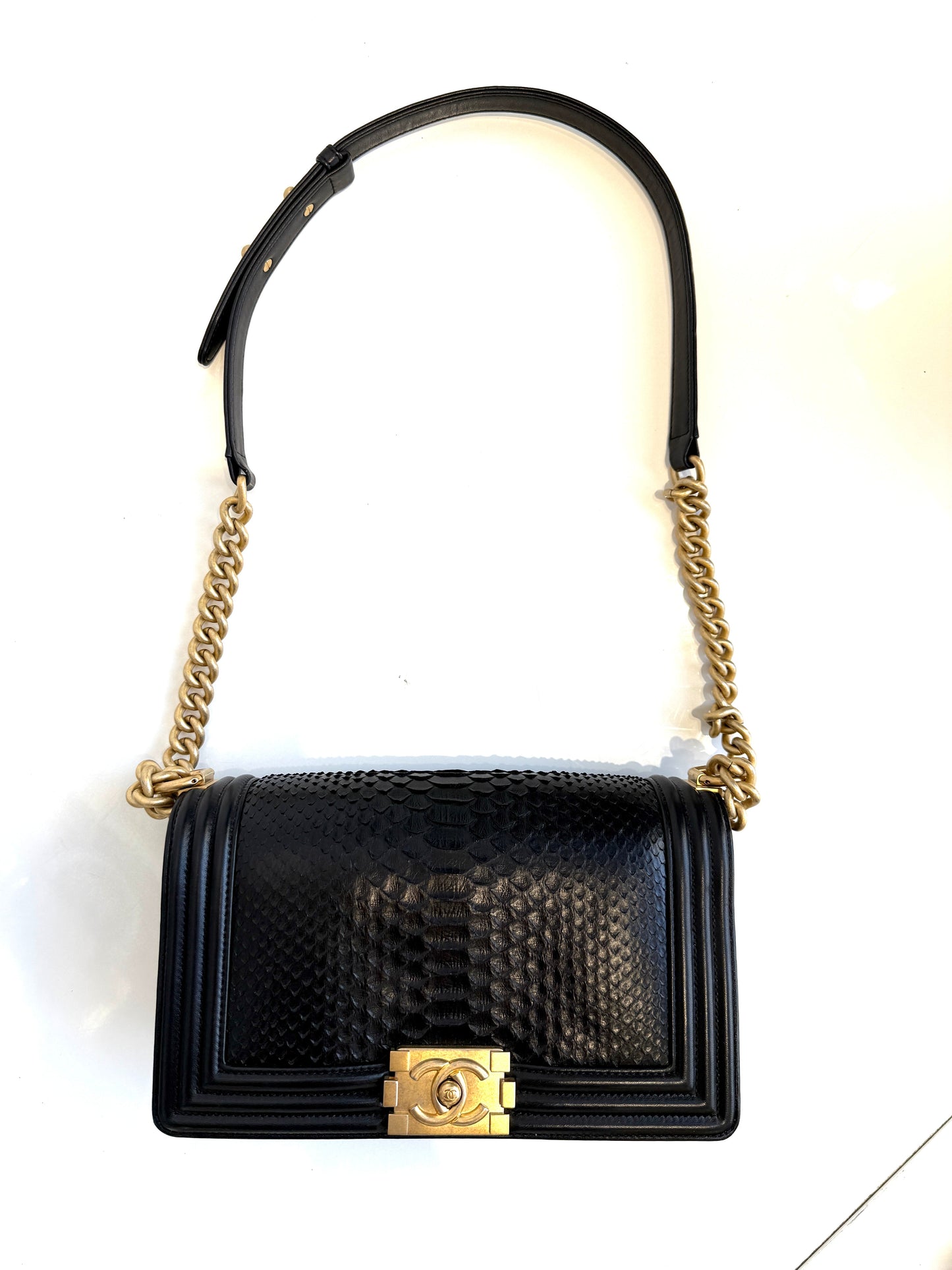 Medium Boy Bag Python Noir