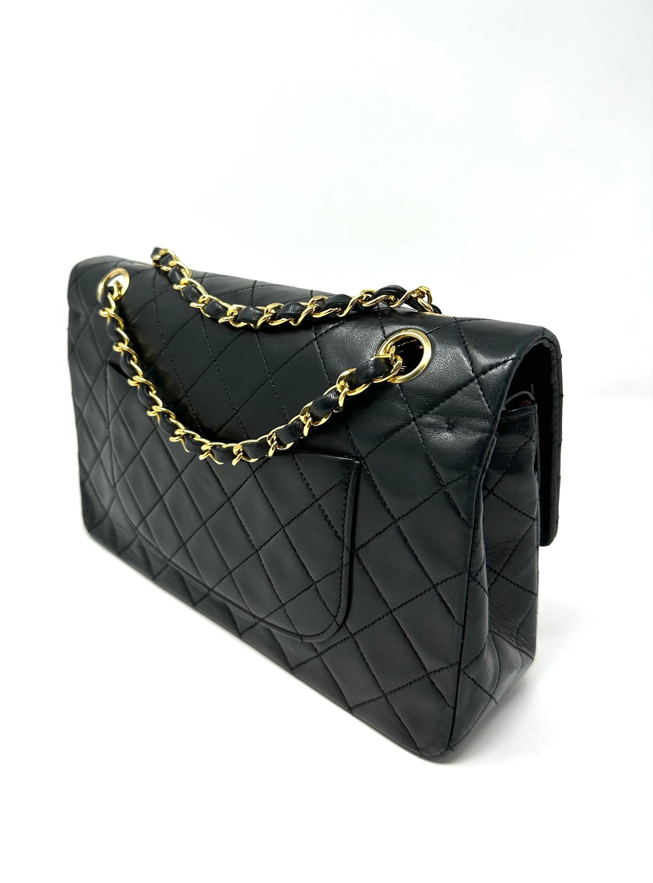 Classic Medium Double Flap Black Lambskin