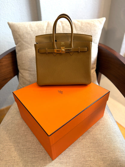 Birkin 25 Bronze Doré Togo Gold Hardware