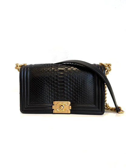 Medium Boy Bag Python Noir