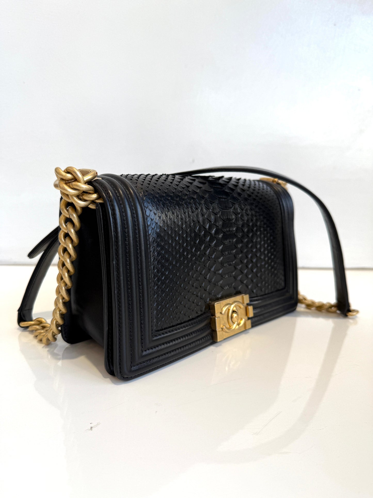 Medium Boy Bag Python Noir