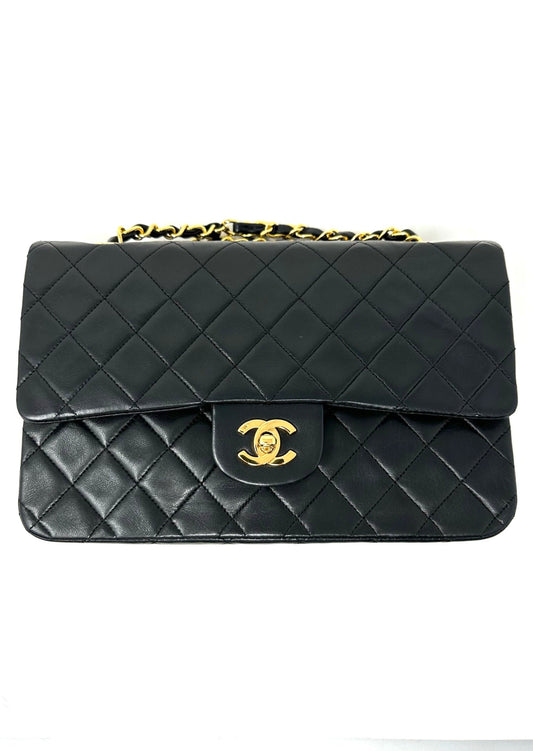 Classic Medium Double Flap Black Lambskin