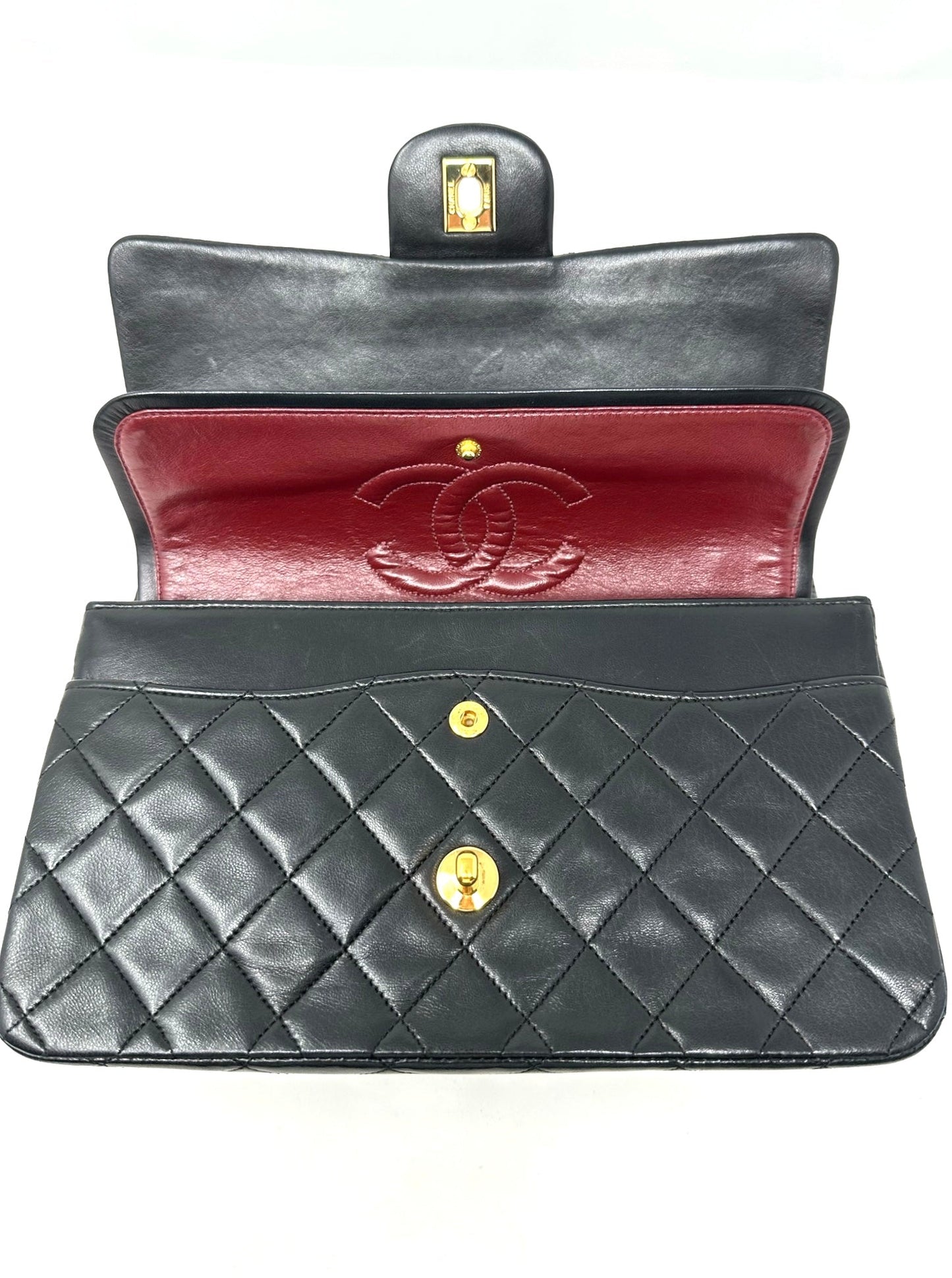 Classic Medium Double Flap Black Lambskin