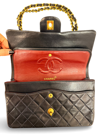 Classic Double Flap Medium Navy Lambskin 24K Gold Hardware
