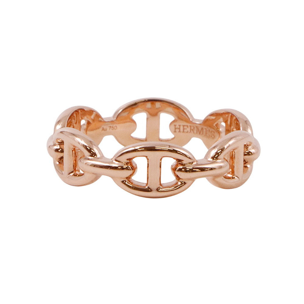 HERMES Chaine d'Ancre Anchene Ring Size PM/54 18K Pink Gold