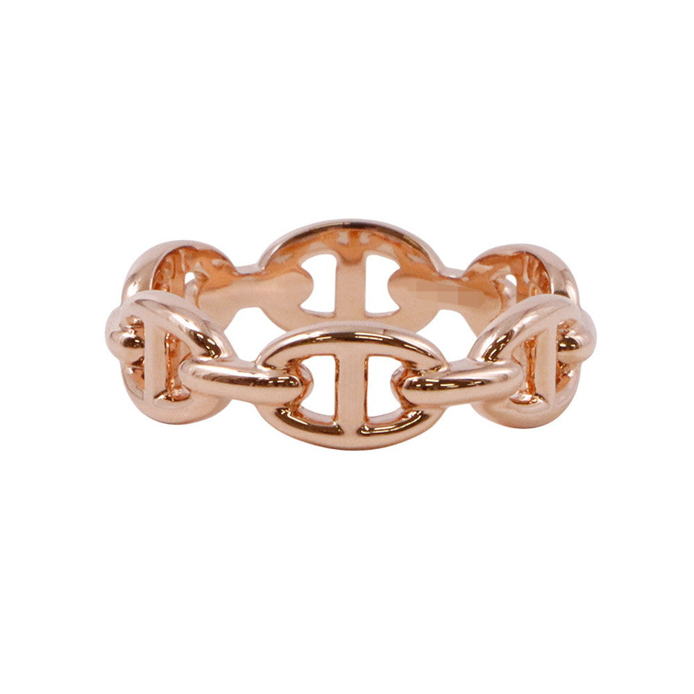 HERMES Chaine d'Ancre Anchene Ring Size PM/54 18K Pink Gold