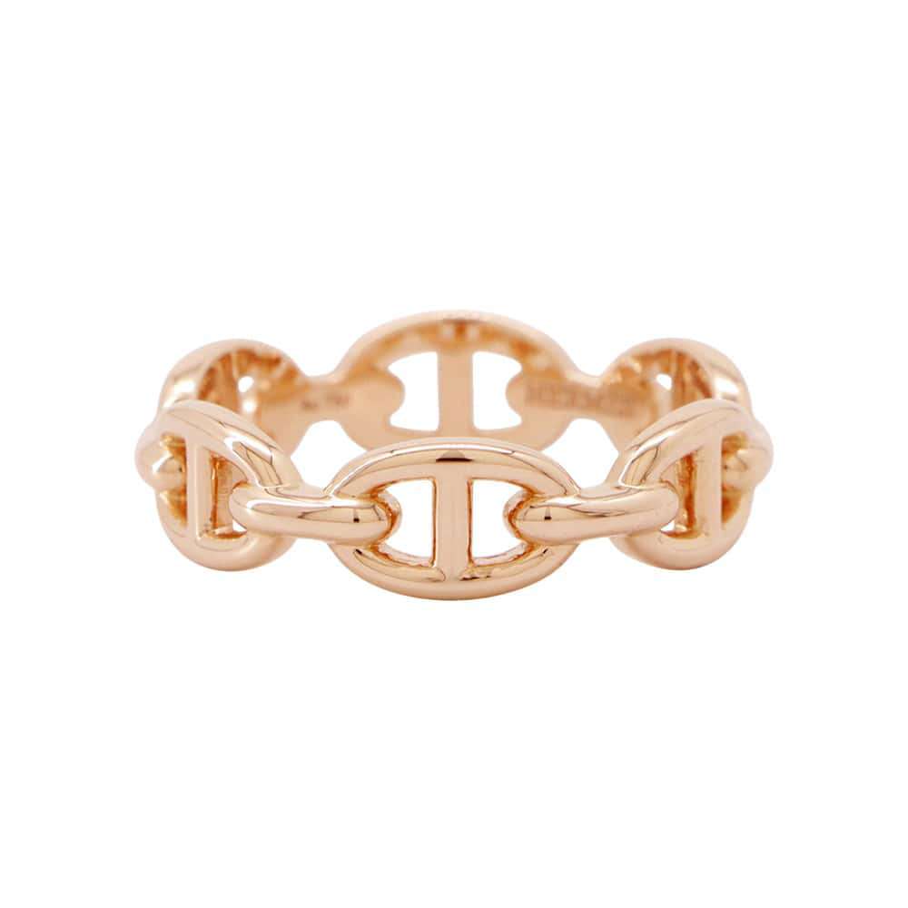 HERMES Chaine d'Ancre Anchene Ring Size PM/55/#15 18K Pink Gold