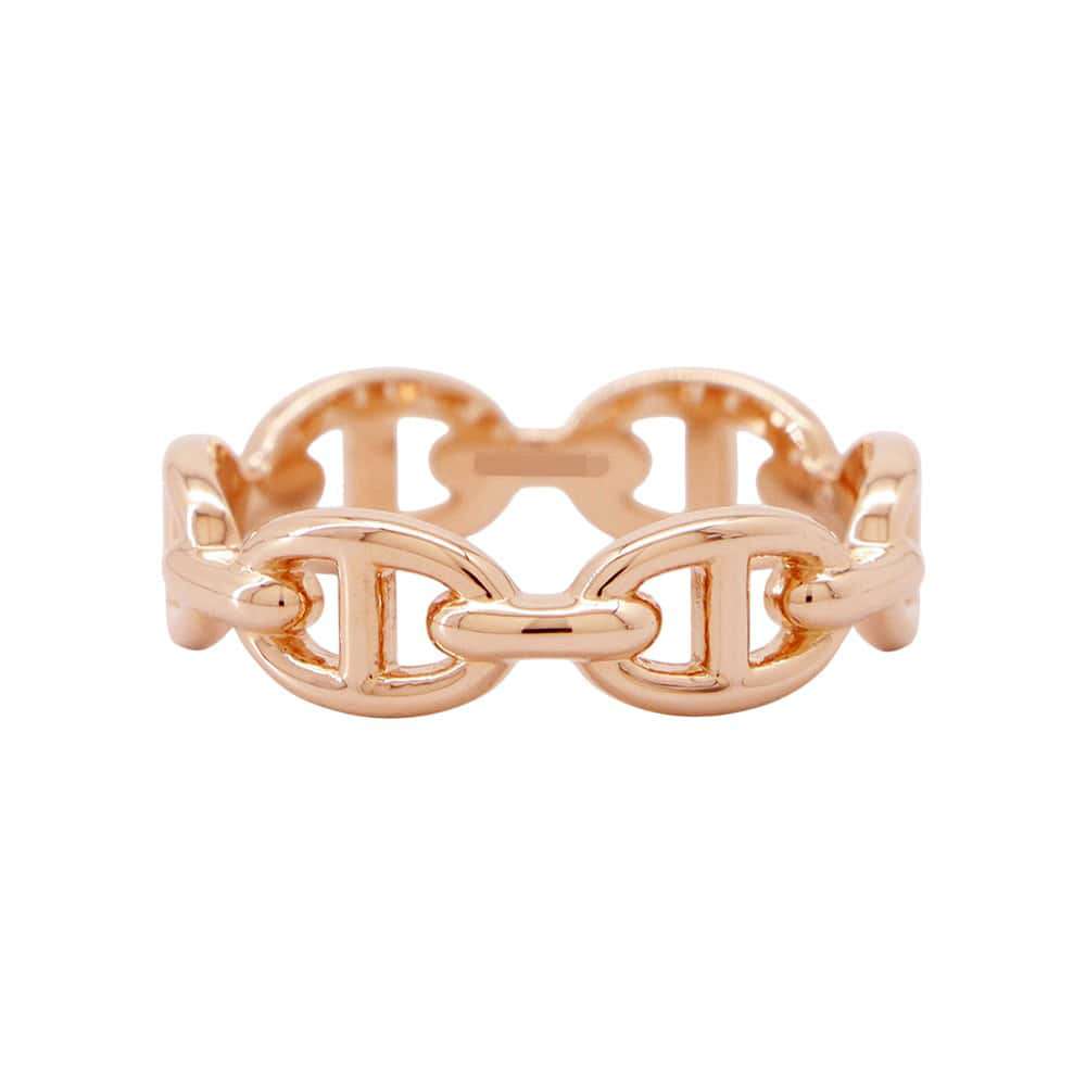 HERMES Chaine d'Ancre Anchene Ring Size PM/55/#15 18K Pink Gold