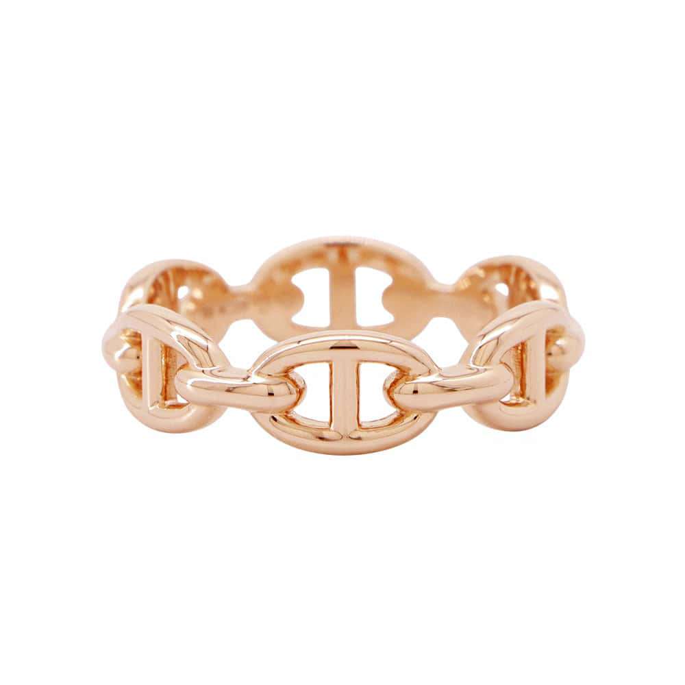 HERMES Chaine d'Ancre Anchene Ring Size PM/55/#15 18K Pink Gold