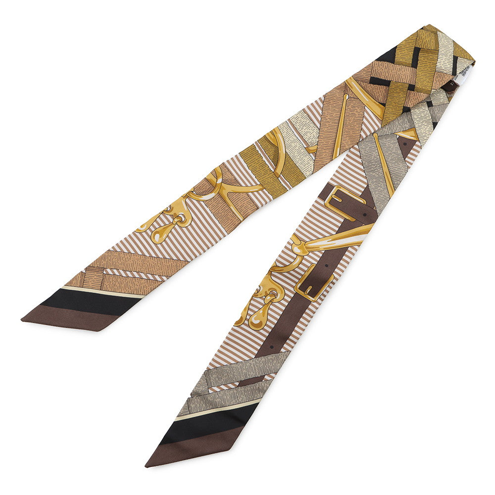 HERMES Twilly Mors a Jouets Chemise Chocolate/Gold/BlackH063419S Silk100%