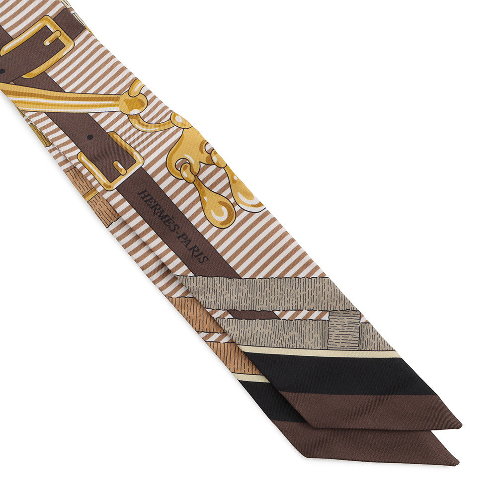 HERMES Twilly Mors a Jouets Chemise Chocolate/Gold/BlackH063419S Silk100%