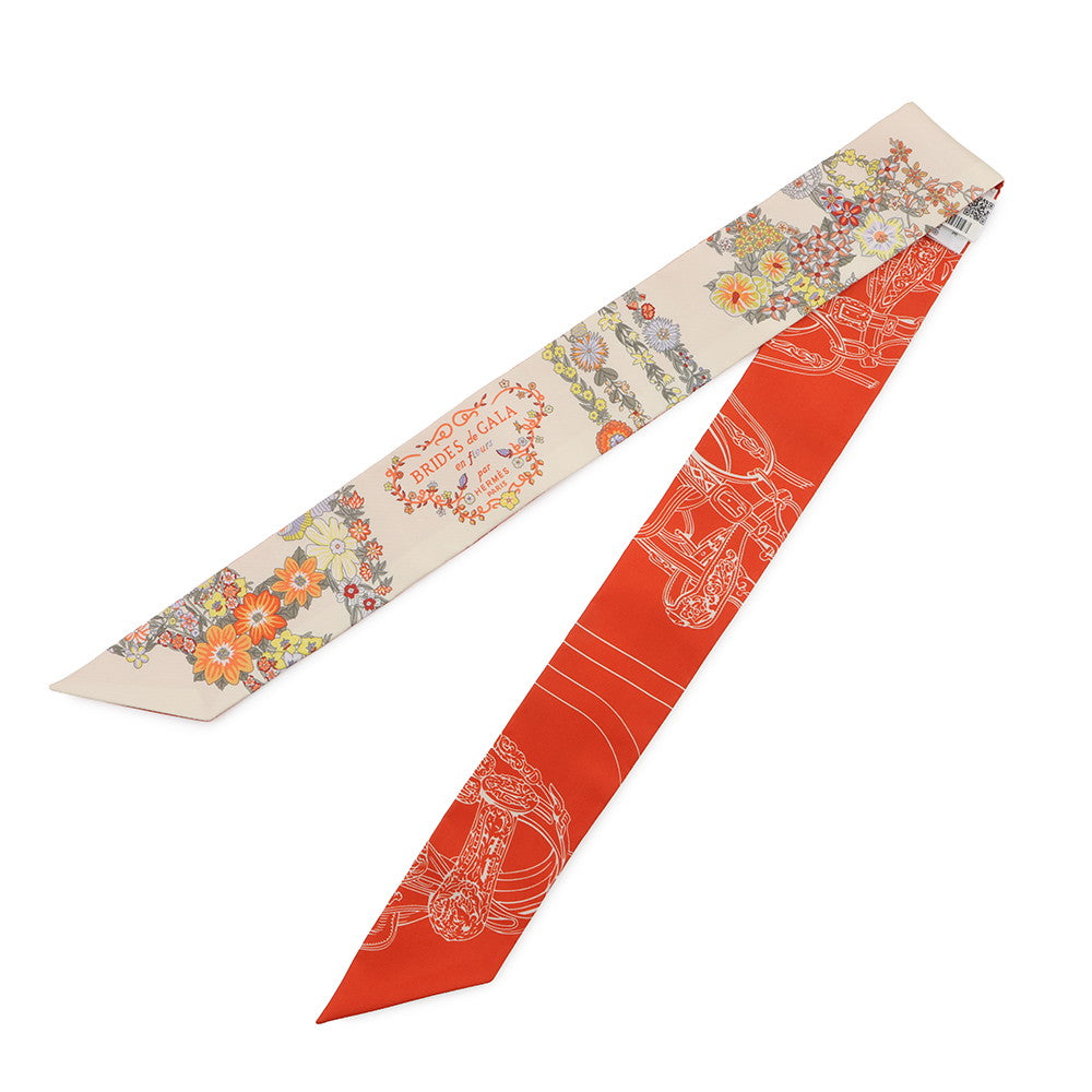 HERMES Twilly Brides de Gala Vanilla/Orange/Khaki Silk100%