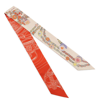 HERMES Twilly Brides de Gala Vanilla/Orange/Khaki Silk100%