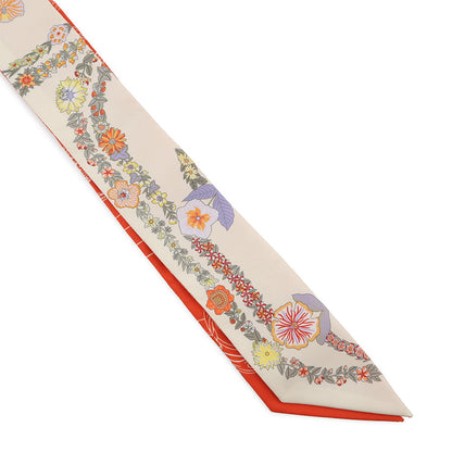 HERMES Twilly Brides de Gala Vanilla/Orange/Khaki Silk100%