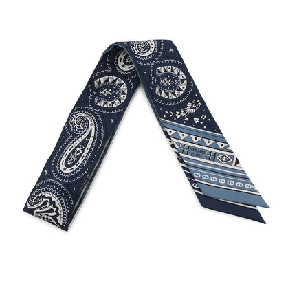 HERMES Twilly CHEVAL DE COEUR BANDA Breeze Jean / Blue Marine / WhiteH064259S 01 Silk100%