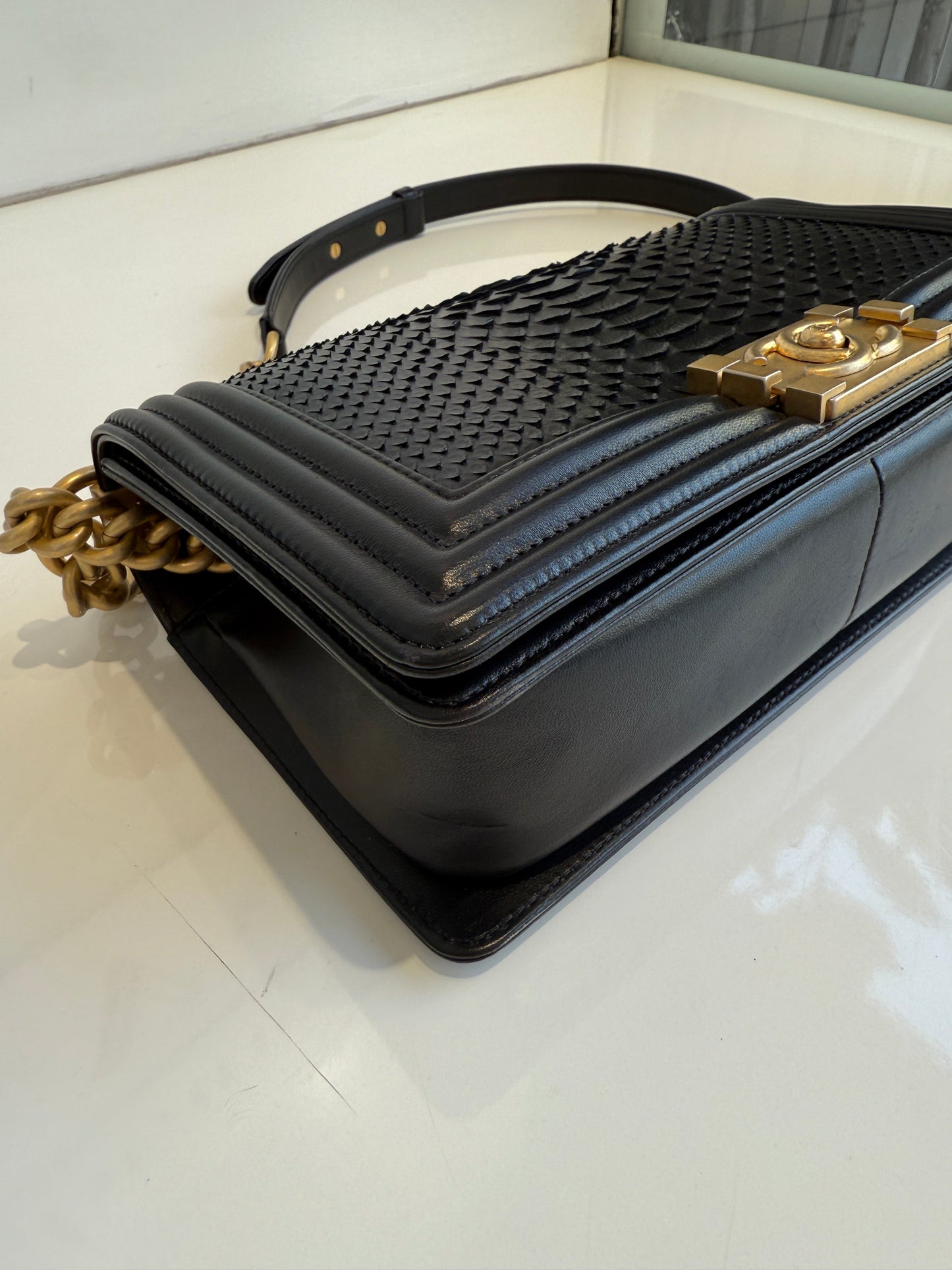 Medium Boy Bag Python Noir