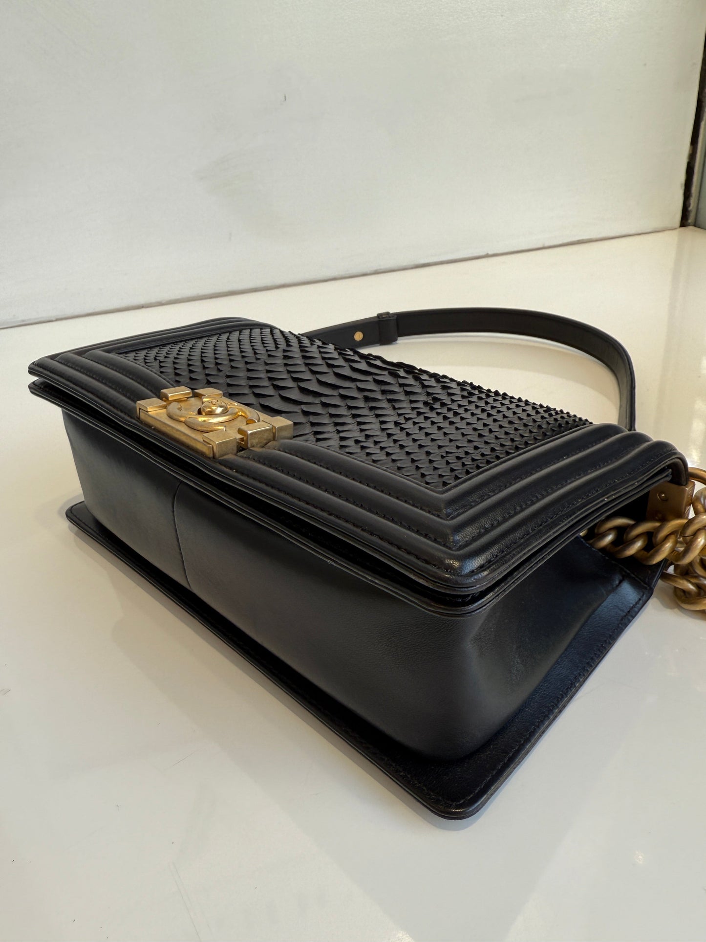 Medium Boy Bag Python Noir