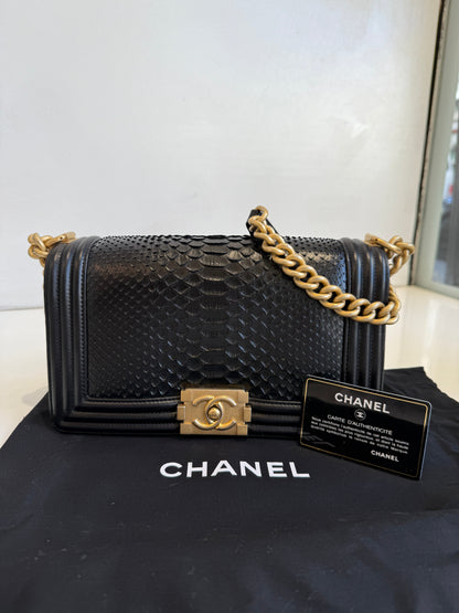 Medium Boy Bag Python Noir