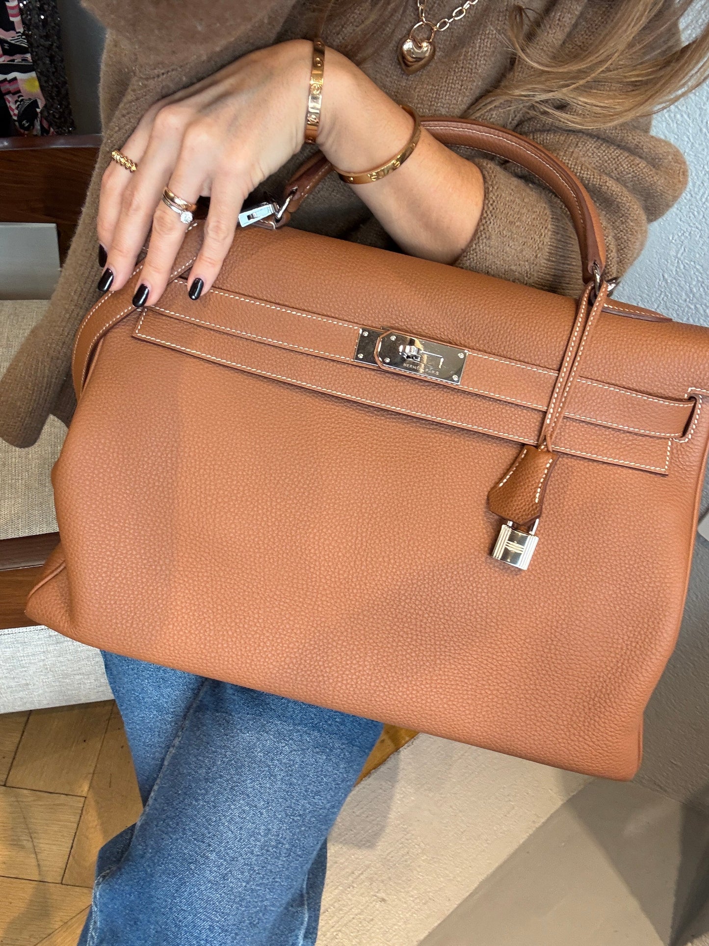 Kelly 40 Gold Togo Leather and Palladium Hardware