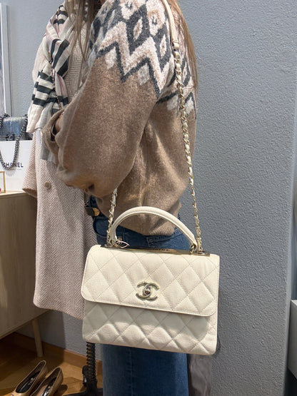 Trendy CC Small Ivory Caviar Leather