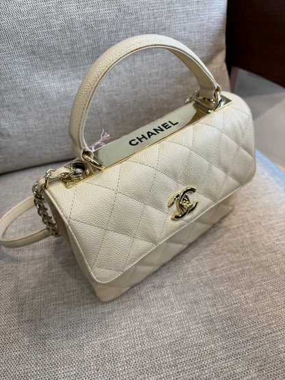 Trendy CC Small Ivory Caviar Leather
