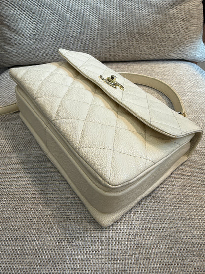 Trendy CC Small Ivory Caviar Leather