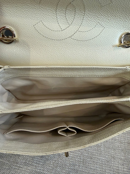 Trendy CC Small Ivory Caviar Leather