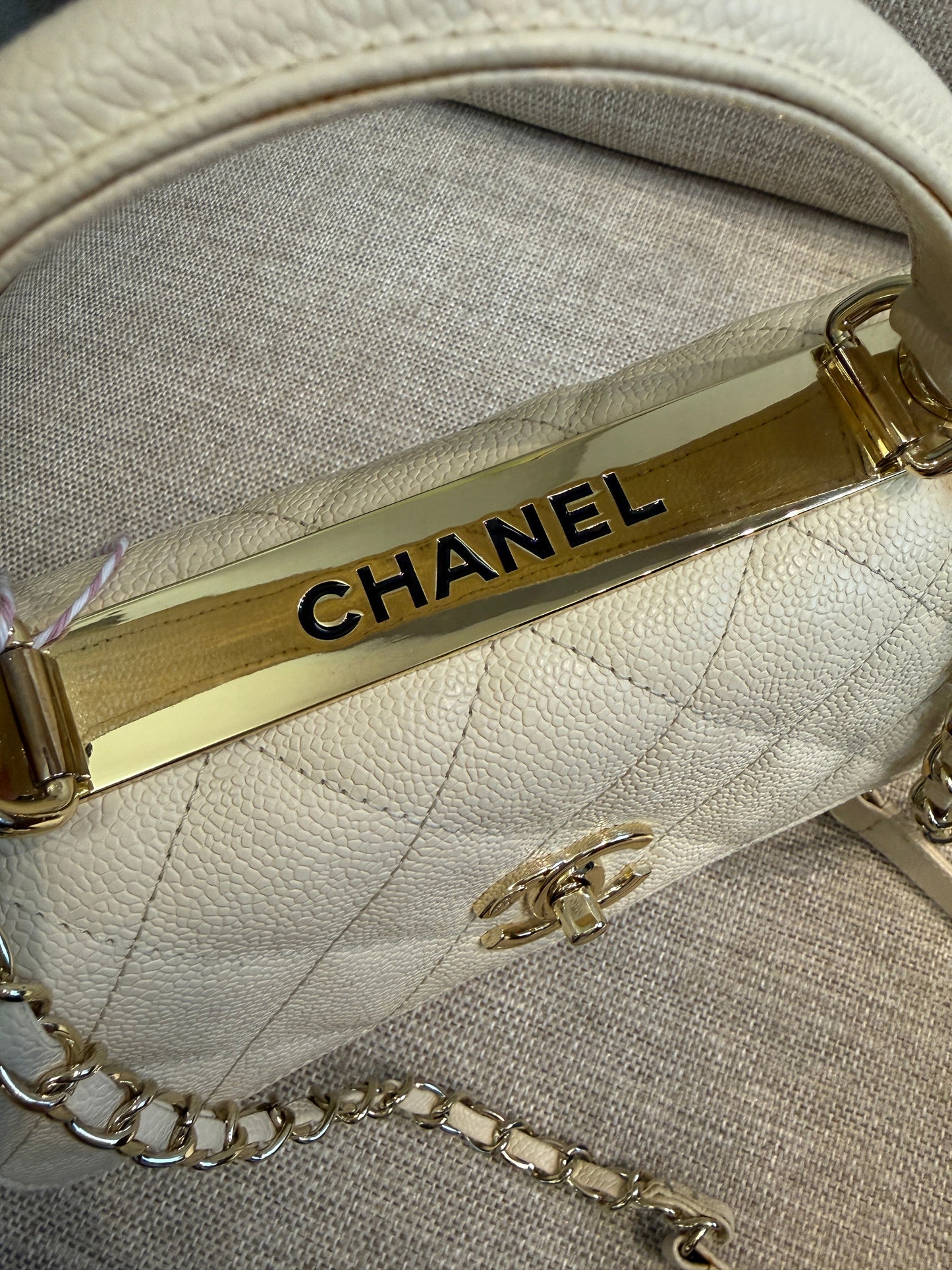 Trendy CC Small Ivory Caviar Leather