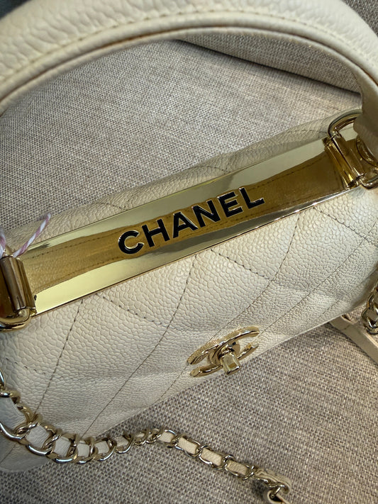 Trendy CC Small Ivory Caviar Leather
