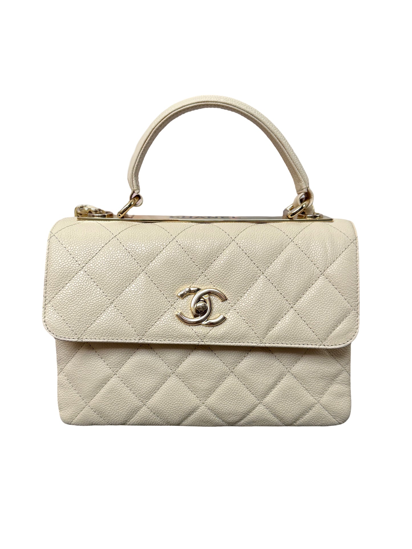 Trendy CC Small Ivory Caviar Leather