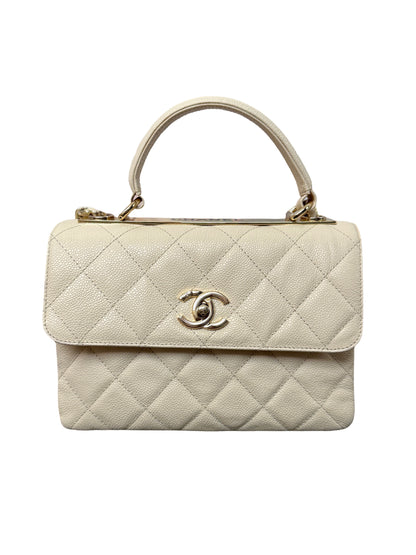 Trendy CC Small Ivory Caviar Leather