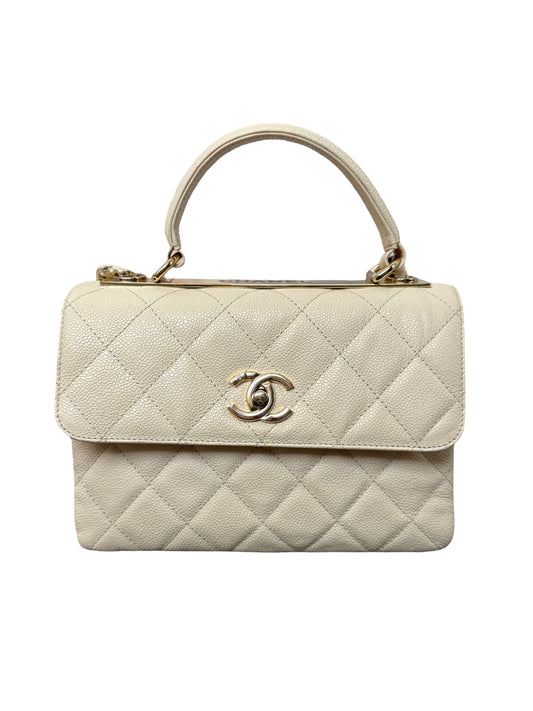 Trendy CC Small Ivory Caviar Leather